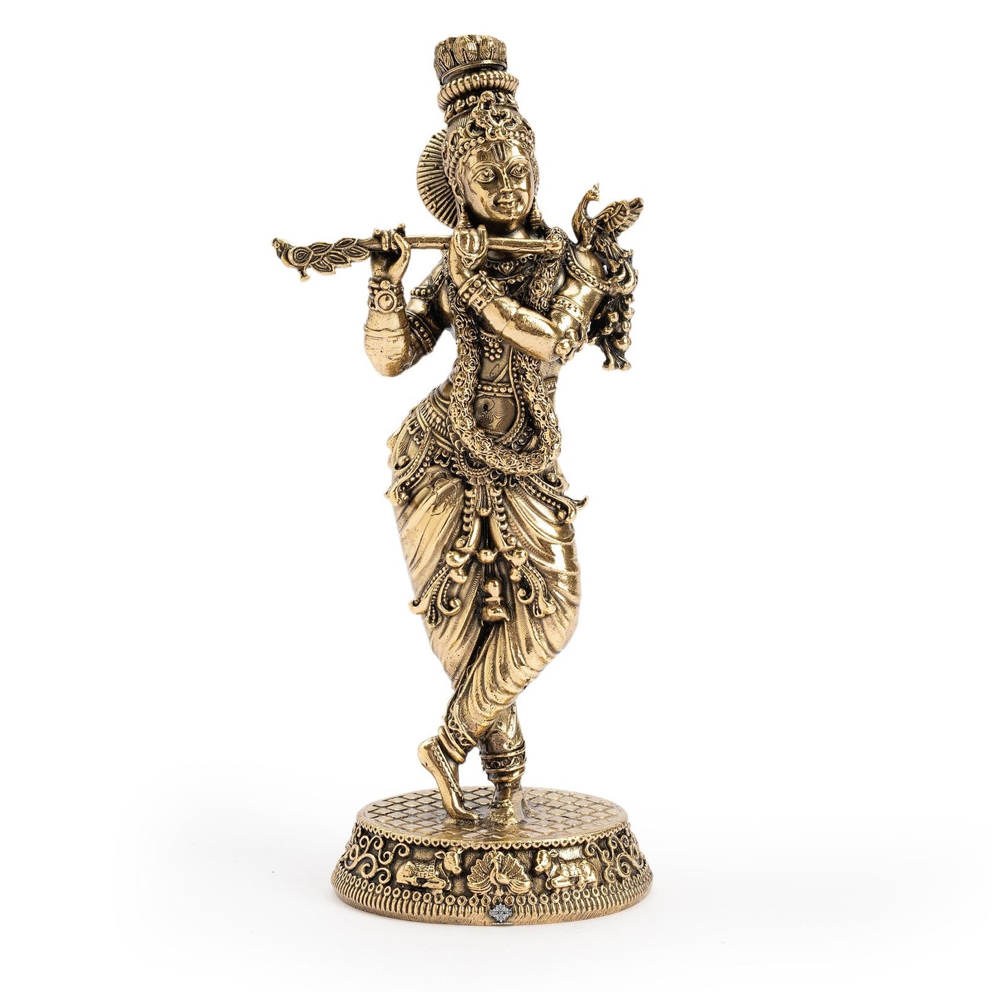 Pure Brass Krishna ji Murti With Tribhanga Pose for Pooja