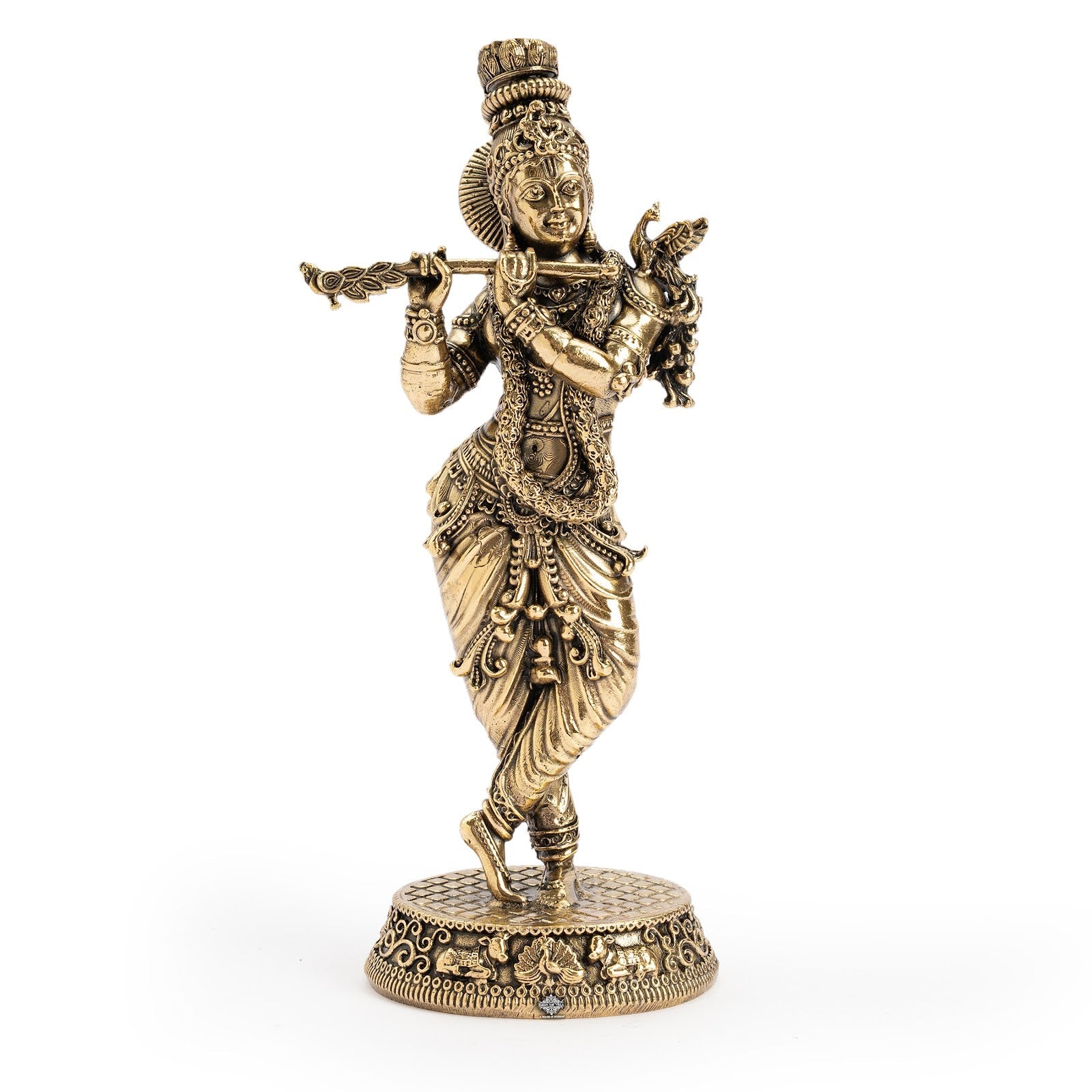 Pure Brass Krishna ji Murti With Tribhanga Pose for Pooja
