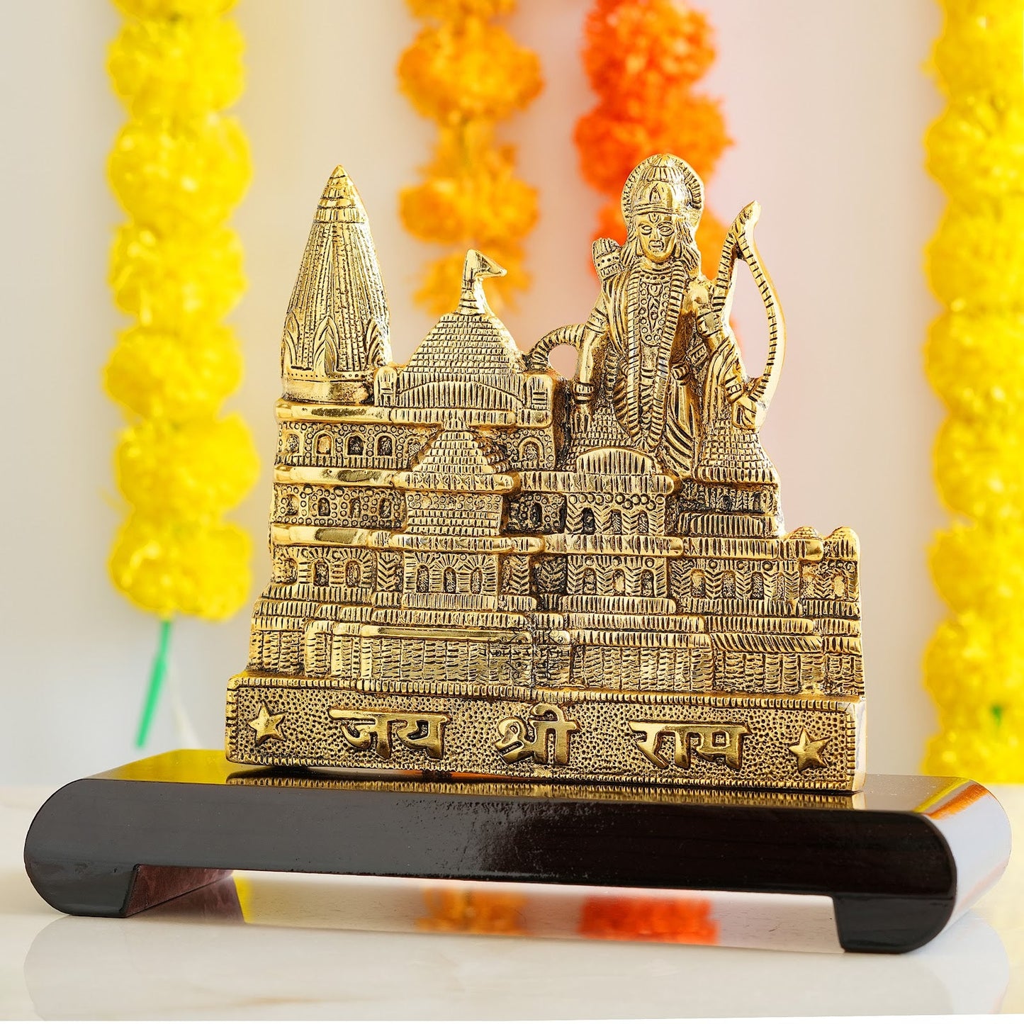 Pure Brass Ram Ayodhya Temple 3D Wooden Replica