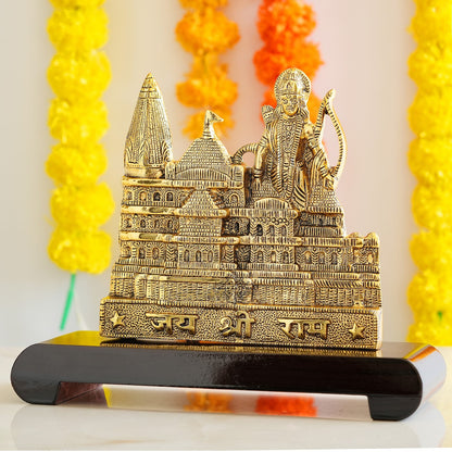 Pure Brass Ram Ayodhya Temple 3D Wooden Replica