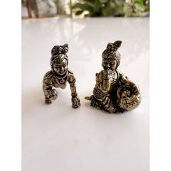 Pure Brass Miniature Bal Gopal Janmashtami Murti Combo Set