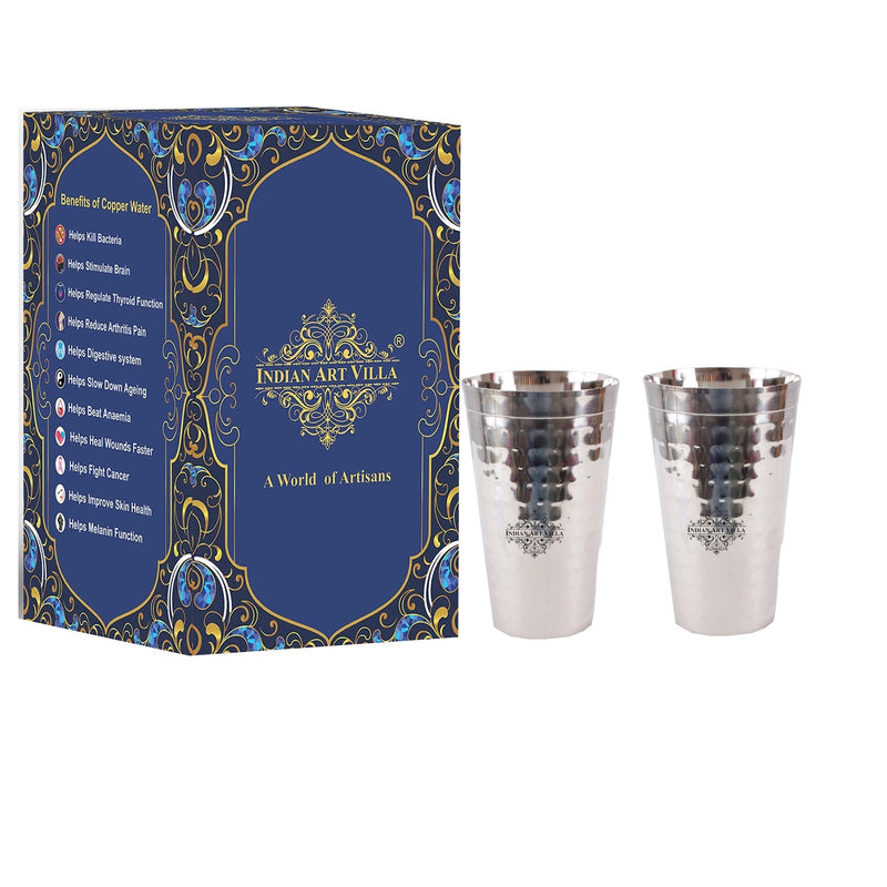 Handmade Pure Steel Hammered Design Lassi Glass Big -750 ML