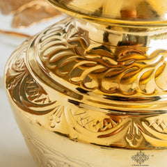 Brass Embossed Kalash with Scrollwork & Base, 3950ml — Hand-Embossed Finish – Authentic Brass