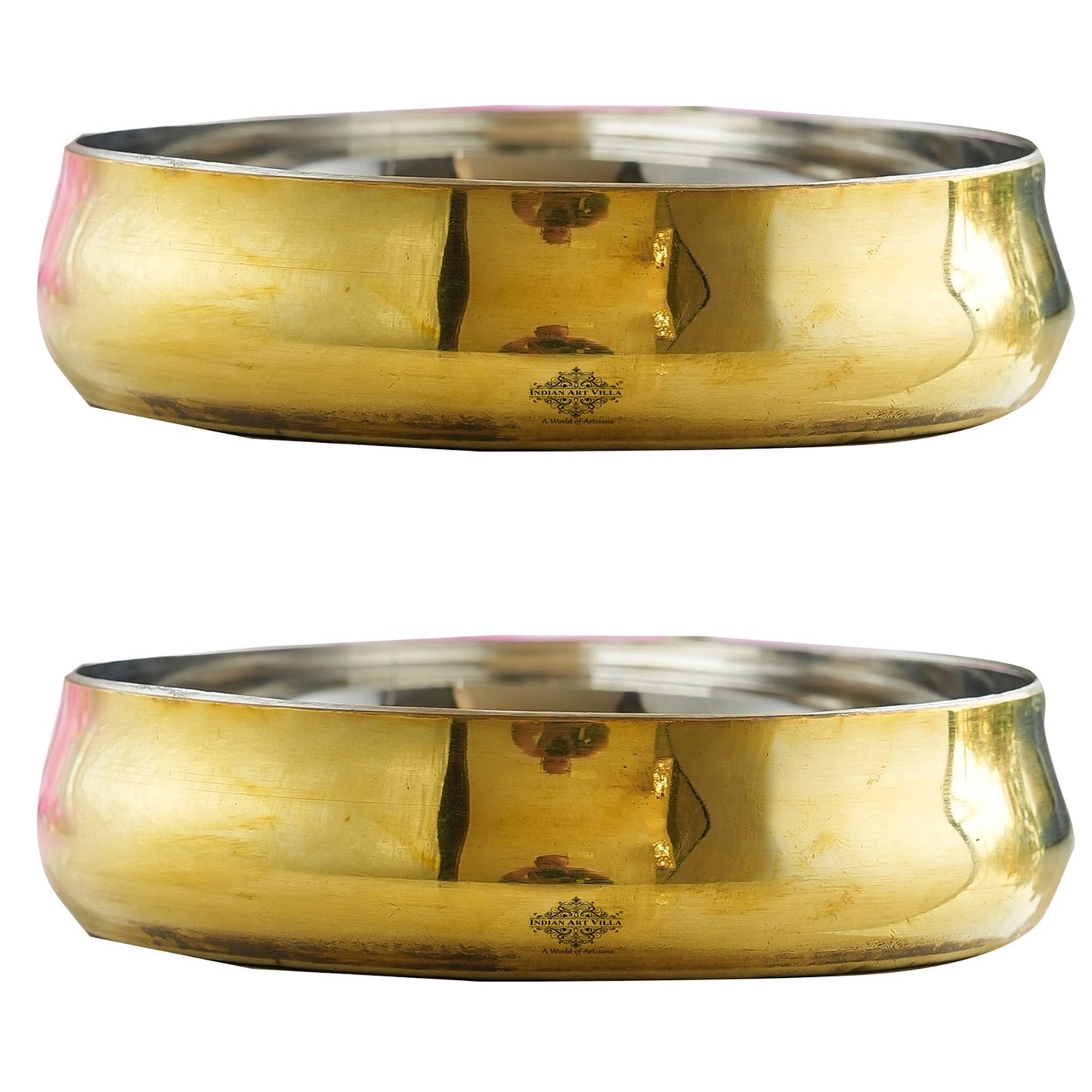 Handmade Steel Brass Curved Rice/ Halwa Plate, Serveware, Dinnerware, Width- 12.06 cm