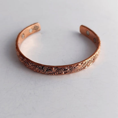 Pure Copper Flower Design Bangle with Inbuilt Magnet