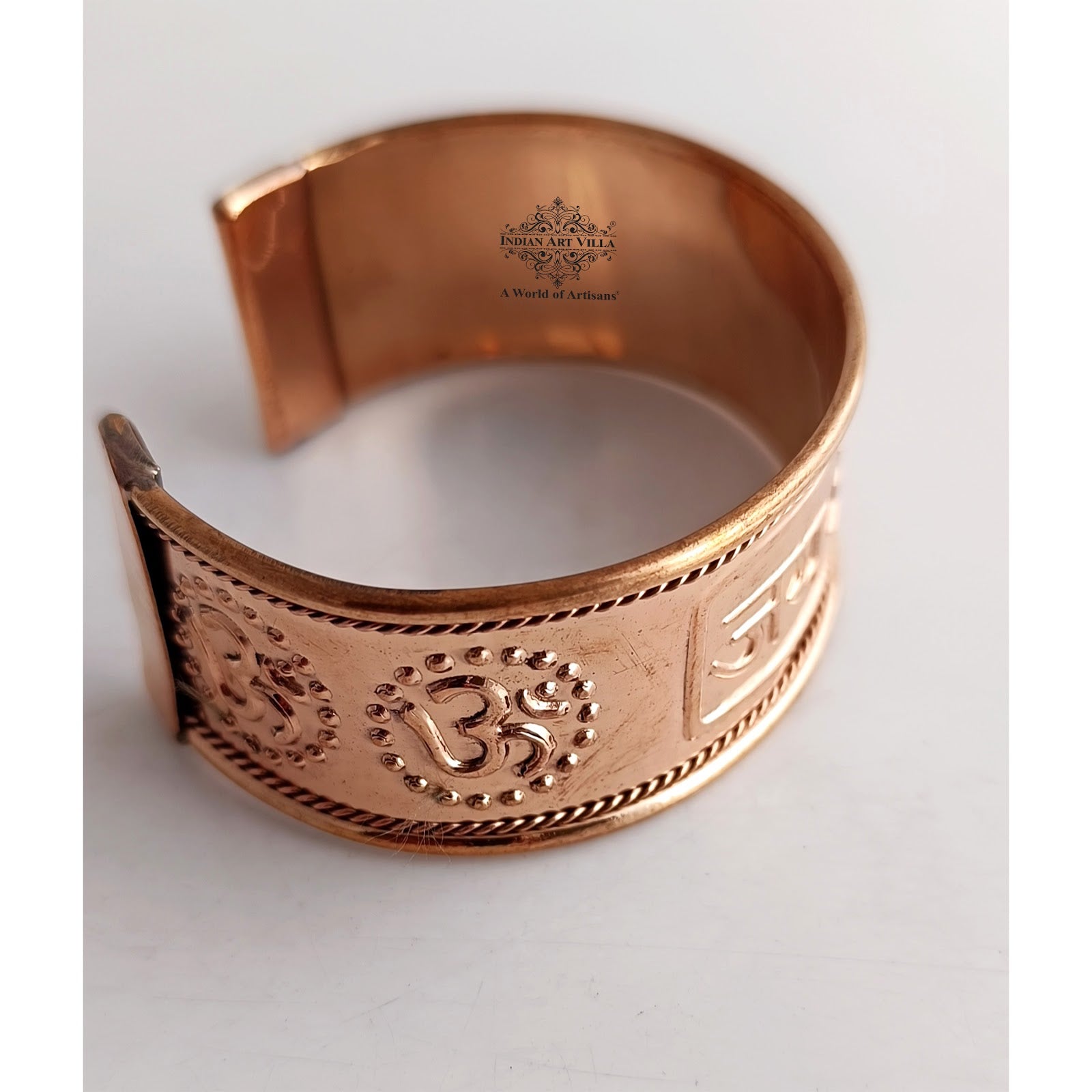 Pure Copper Broad Jai Shree Ram Bangle Handcrafted Spiritual Bracelet