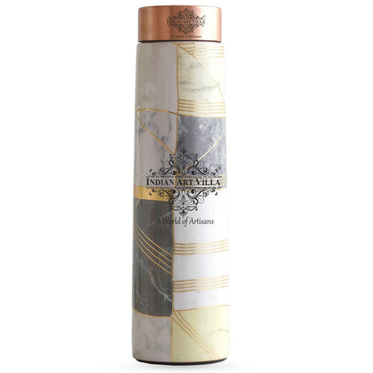 Pure Copper Water Bottle with Pyramid Shape Gold Print Design, 800 ML