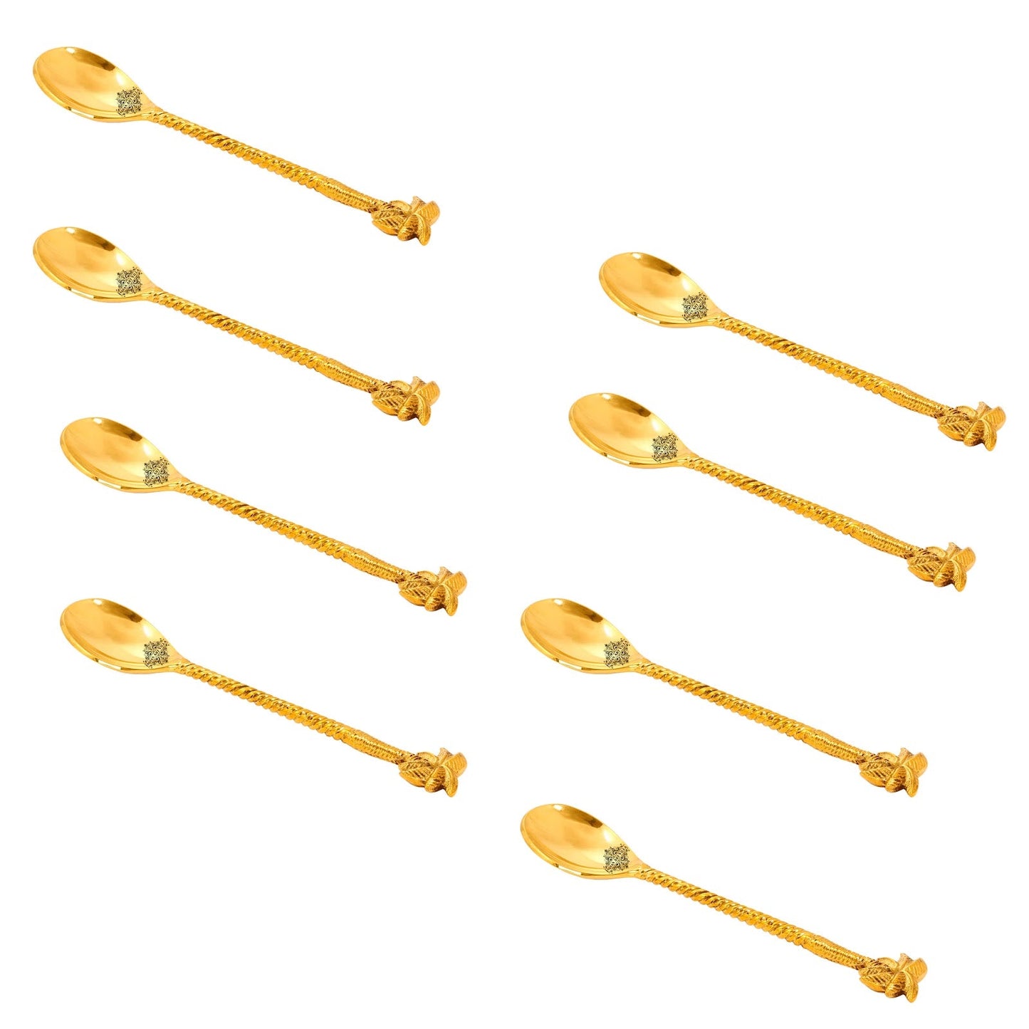 Brass Designer Spoon, Tree Design, Flatware, Gold