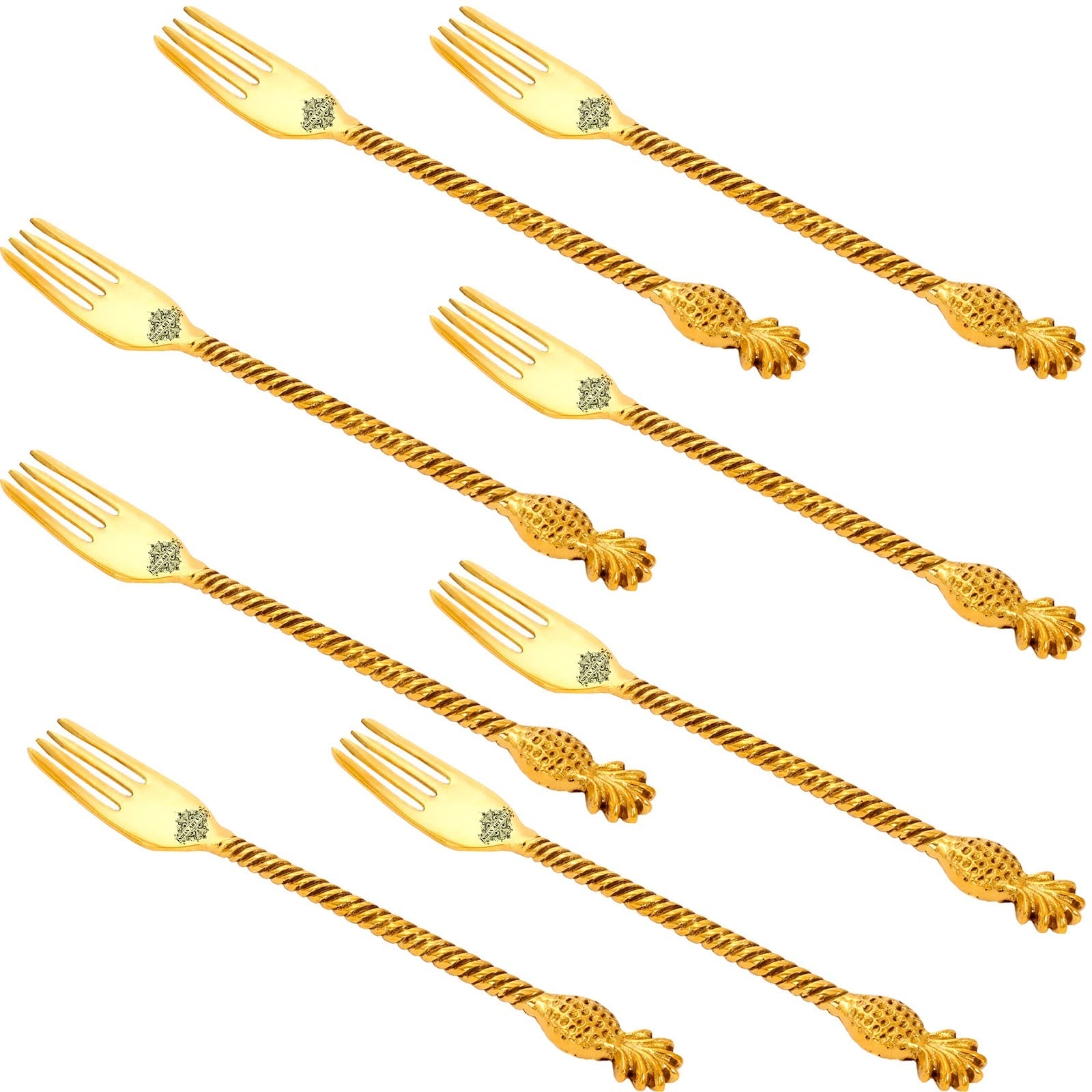 Brass Designer Fork,Pineapple Design,Flatware, Gold