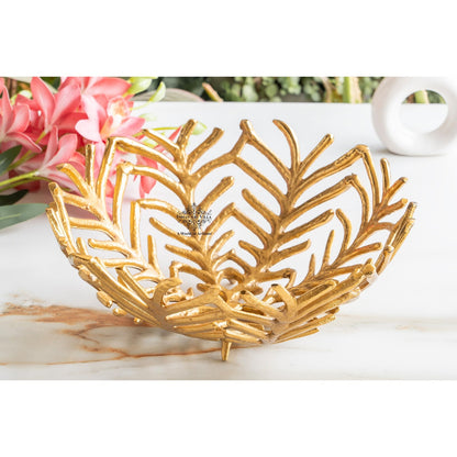 Brass Finish Decorative Cutting Basket – 12.6 Inches, Luxury Home Decor Bowl, Ideal for Fruits, Snacks, Festive Gifting