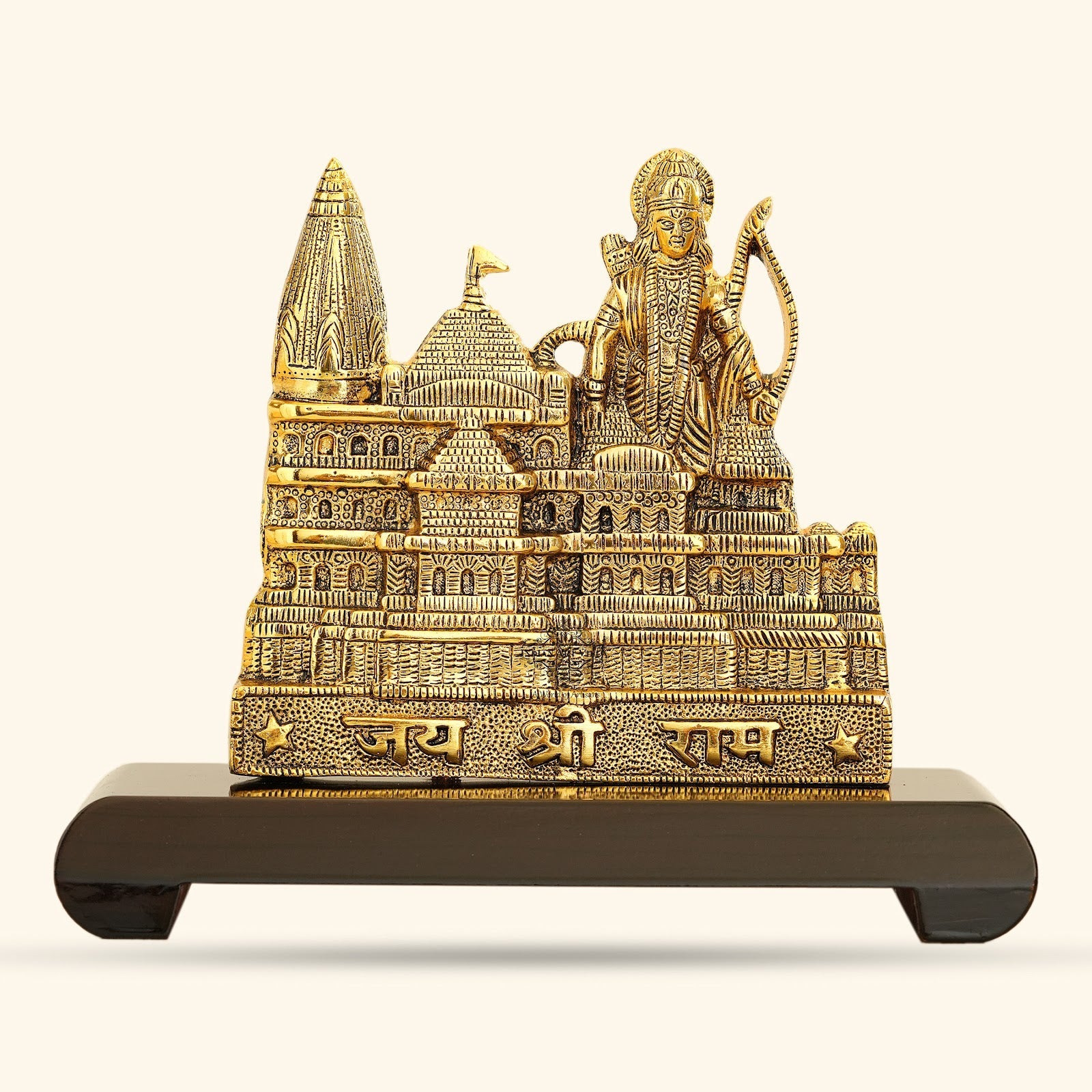 Pure Brass Ram Ayodhya Temple 3D Wooden Replica