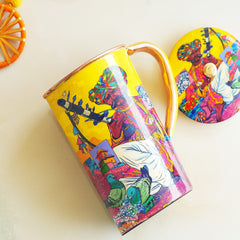 Pure Copper Printed Jug - Padharo Mhare Desh Design