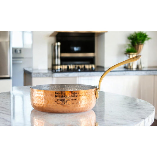 Handcrafted Pure Copper Round Pan with Tin Lining, Serveware, Cookware