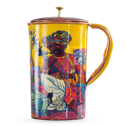 Pure Copper Printed Padharo Mhare Desh Jug & Glass Gift Set