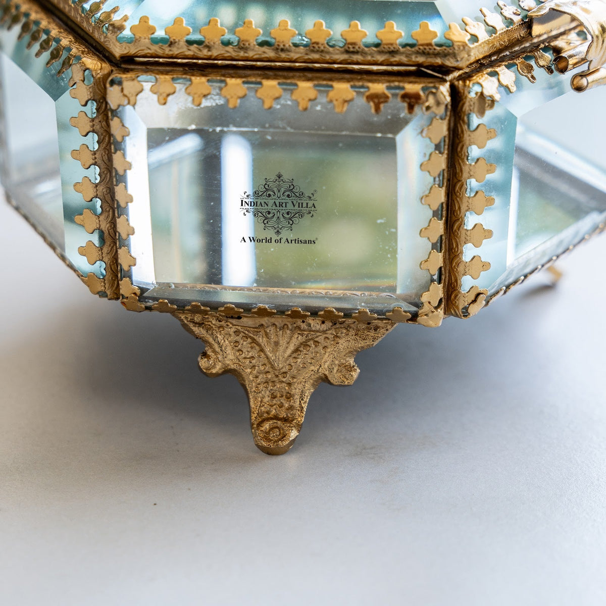 Brass & Glass Hexagonal Decorative Box