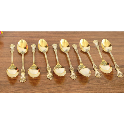 Handmade Pure Brass Designer Spoon, Dinnerware, Tableware For Home | Hotel | Restaurant