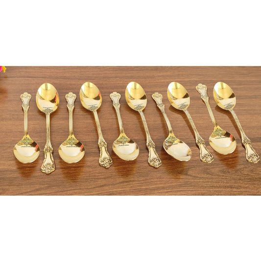 Handmade Pure Brass Designer Spoon, Dinnerware, Tableware For Home | Hotel | Restaurant