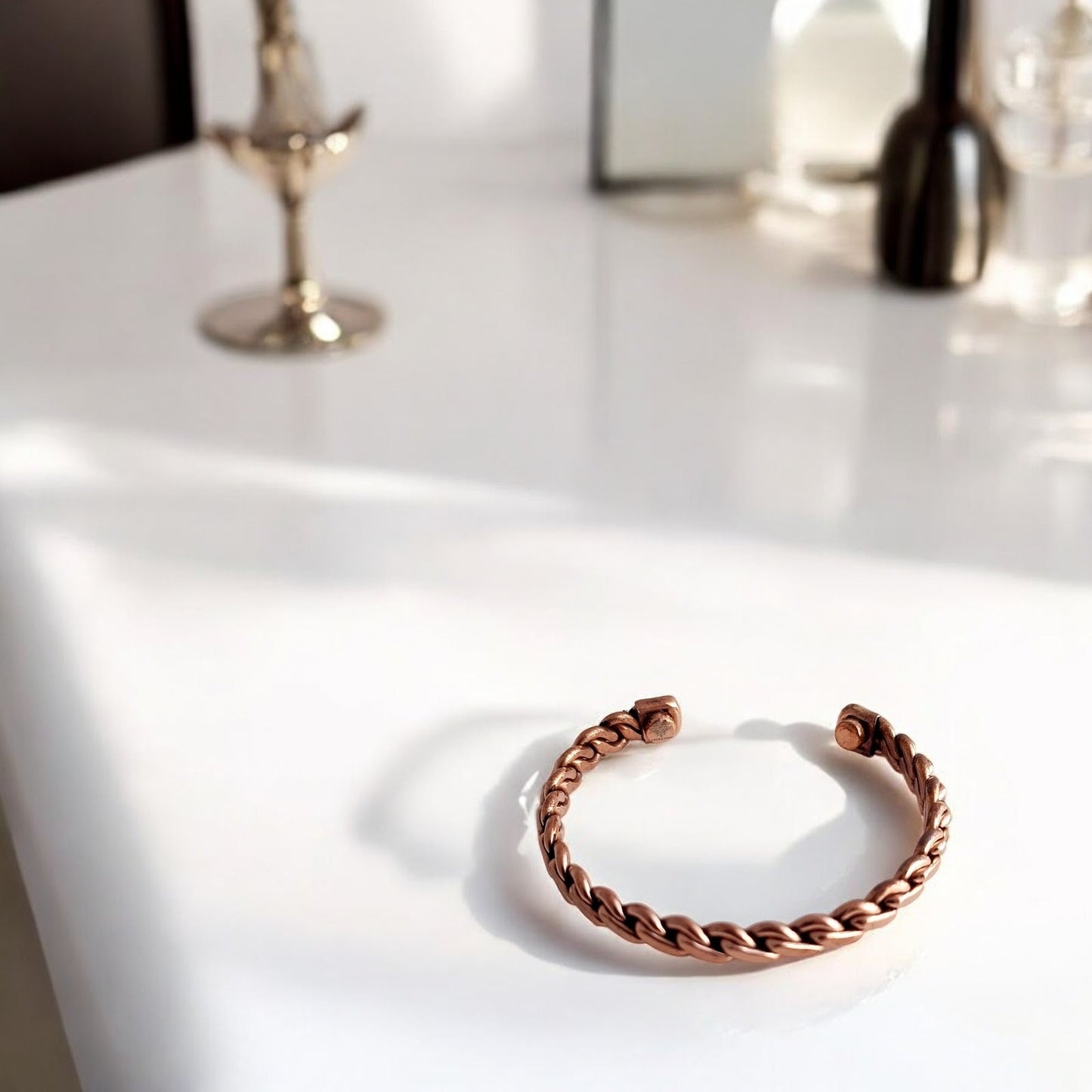 Pure Copper Chain Spiral Design Bracelet with Magnet Handcrafted Healing Bangle