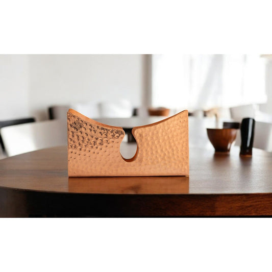 Indian Art Villa, Pure Copper Tissue Paper Holder , Elegant Tabletop Accessory with Hammered Design, Decorative Home & Office Décor.