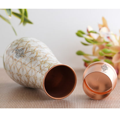 Pure Copper Bedroom Bottle with Golden Print Design 1500 ML