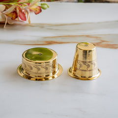 Brass Filter Coffee Dabra Set with Peacock Design