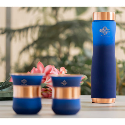 Personalized Copper Ombre Bottle & Glass Gift Set – Silk Finish