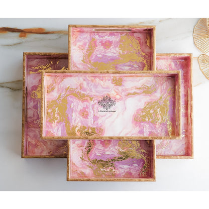 Wooden Tray Set of 3  Handcrafted Multipurpose Decorative Serving Platters