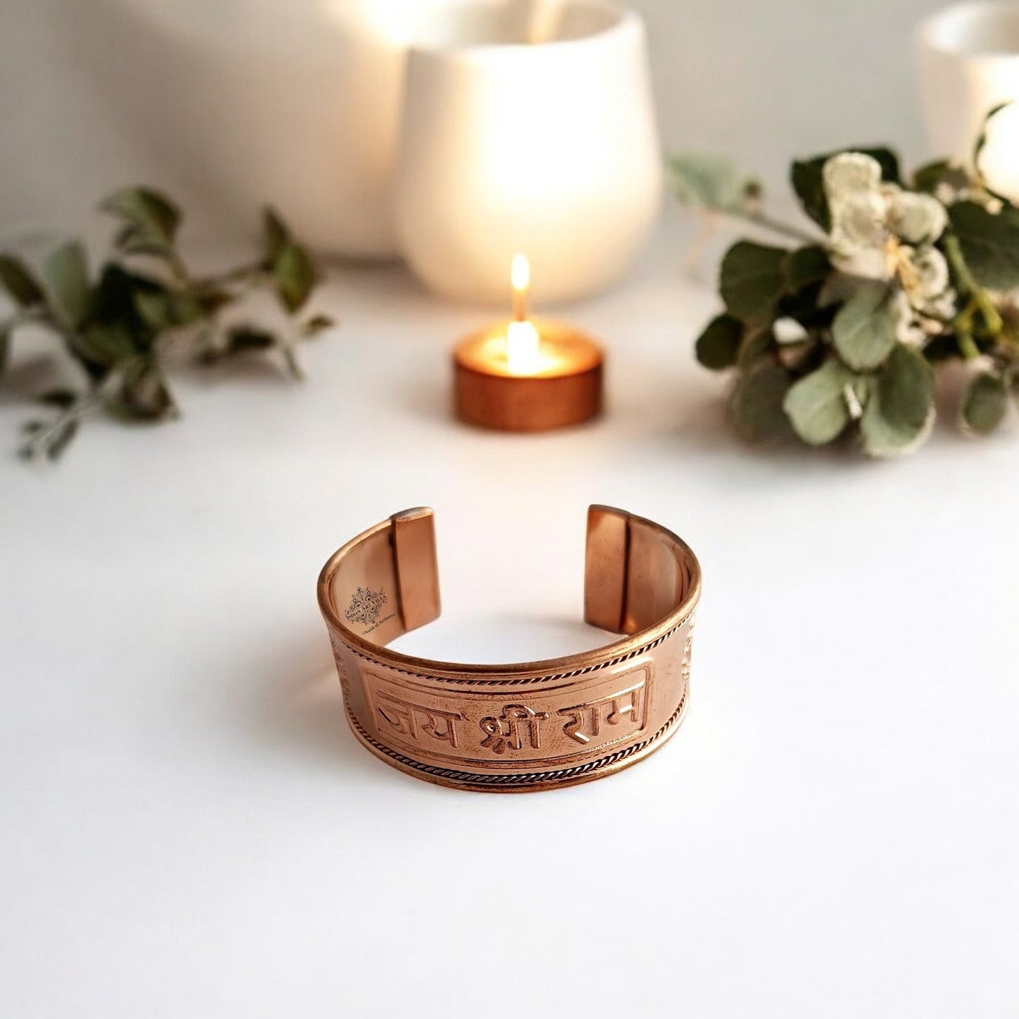 Pure Copper Broad Jai Shree Ram Bangle Handcrafted Spiritual Bracelet