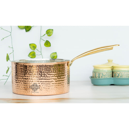 Pure Steel Copper Hammered  Sauce pan Inside Tin Lining