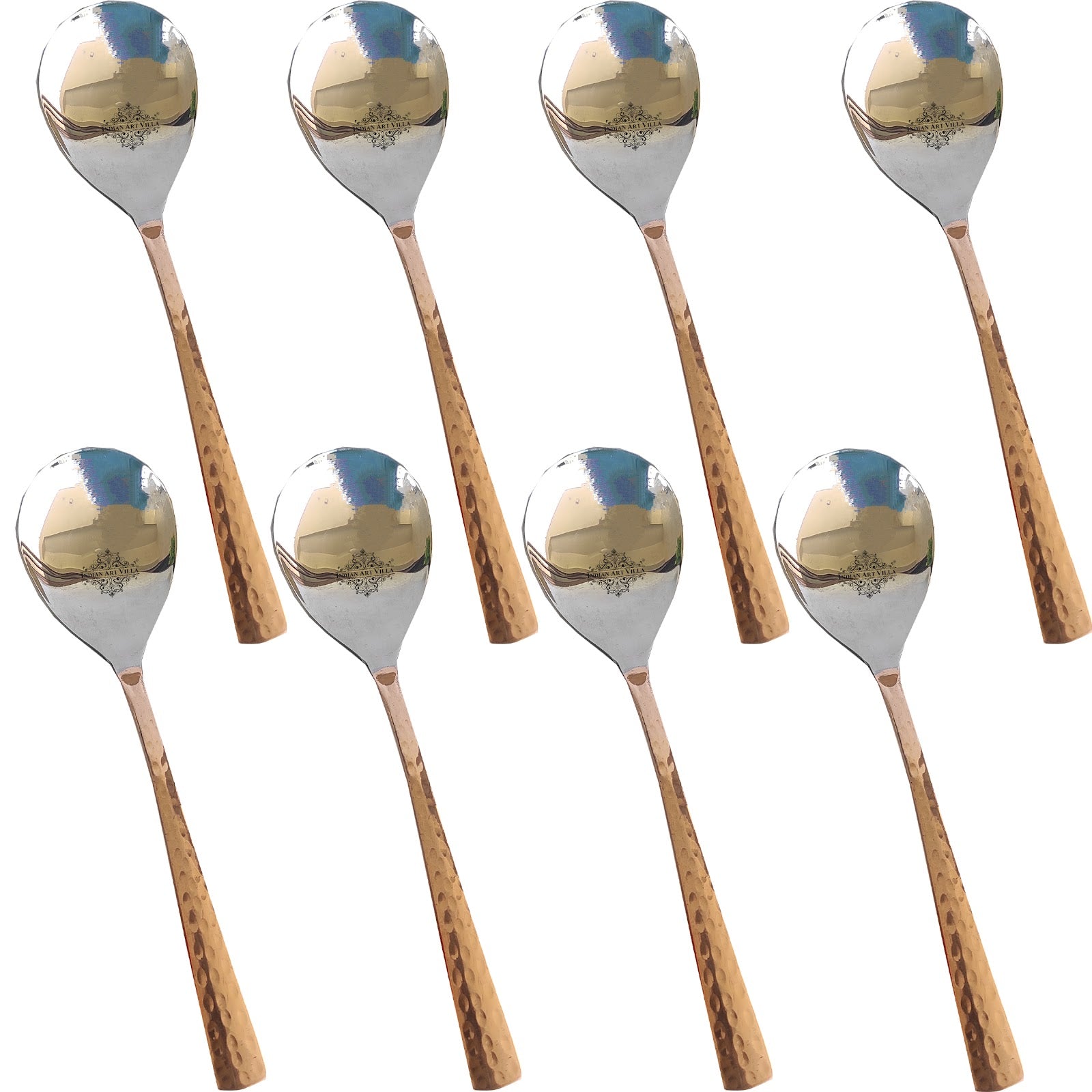 Steel Copper Handmade Hammered Design Serving Spoon