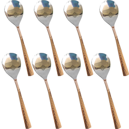 Steel Copper Handmade Hammered Design Serving Spoon