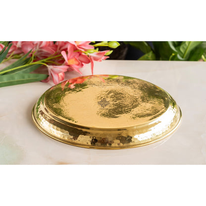 Pure Brass Hammered Plate/Thali - A Timeless Blend of Craftsmanship and Elegance Tableware| Dinnerware