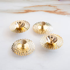 Brass Flower Jali Design Diya Set of 4