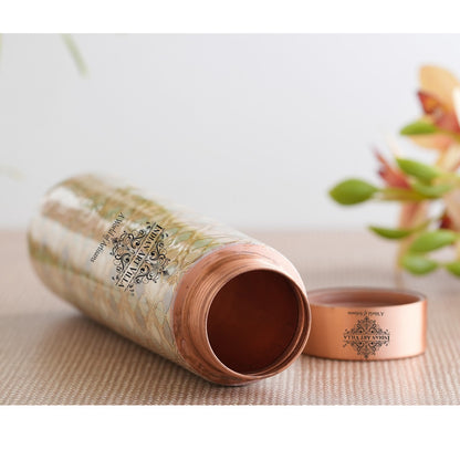 Pure Copper Water Bottle with Pyramid Shape Gold Print Design, 800 ML