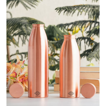 Pure Copper Water Bottle with Plain Matte Finish Design