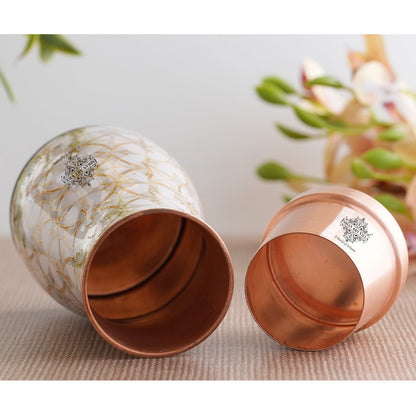 Pure Copper Gold Print Luxury Design Bedroom Bottle,  Home Décor, Marble Finish, 950 ml