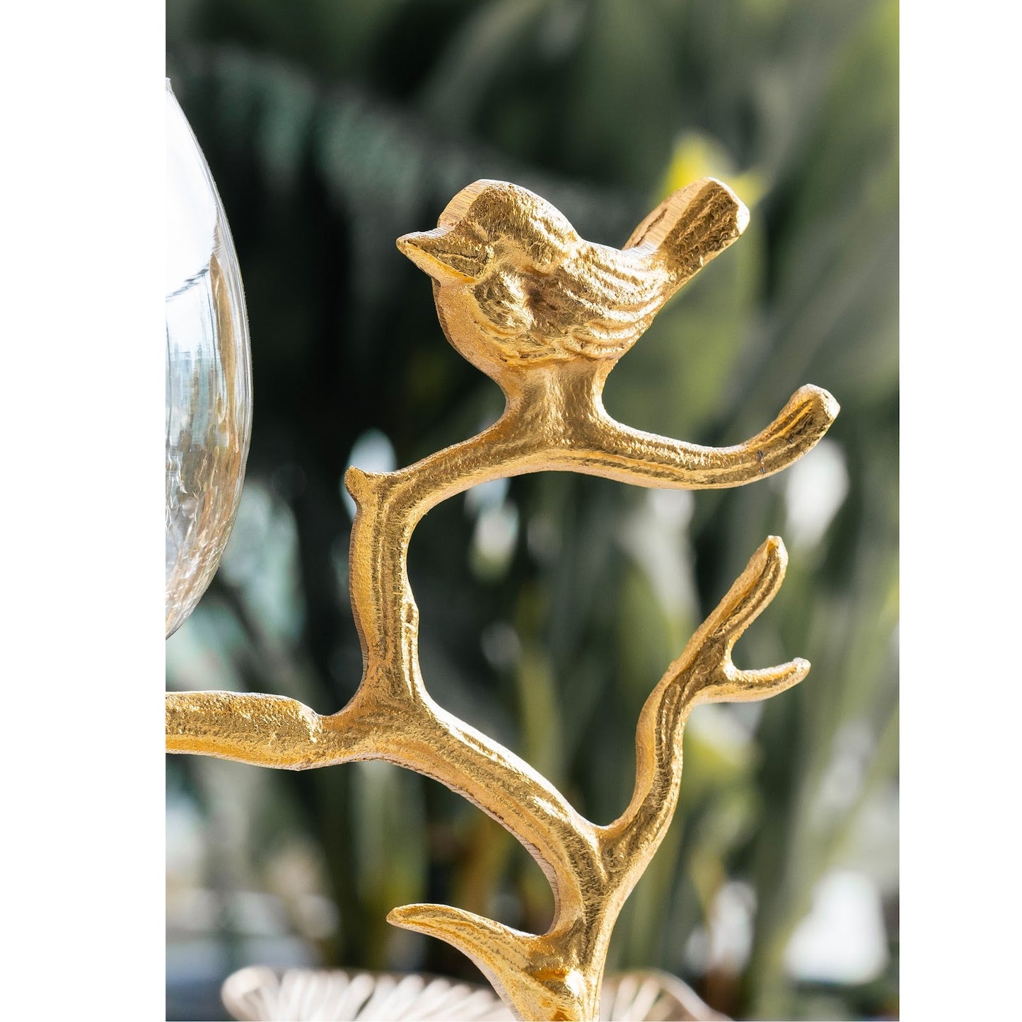 Gold Finish Decorative Candle Holder with Tree Bird Design – Elegant Home Decor Accent For Decoration And Gifting