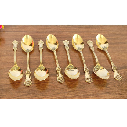 Handmade Pure Brass Designer Spoon, Dinnerware, Tableware For Home | Hotel | Restaurant