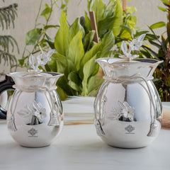Silver Plated Decorative Flower Design Handi
