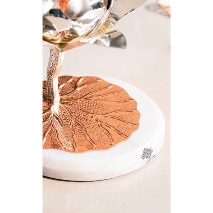 Silver-Plated Lotus Design Decorative Oil Lamp – Elegant Diya/Oil Lamp for Home, festival, Wedding Decoration