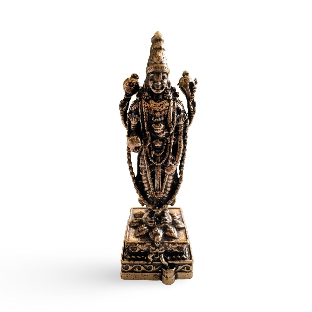 Pure Brass Miniature Tirupati Balaji Standing Murti - 4.39 cm