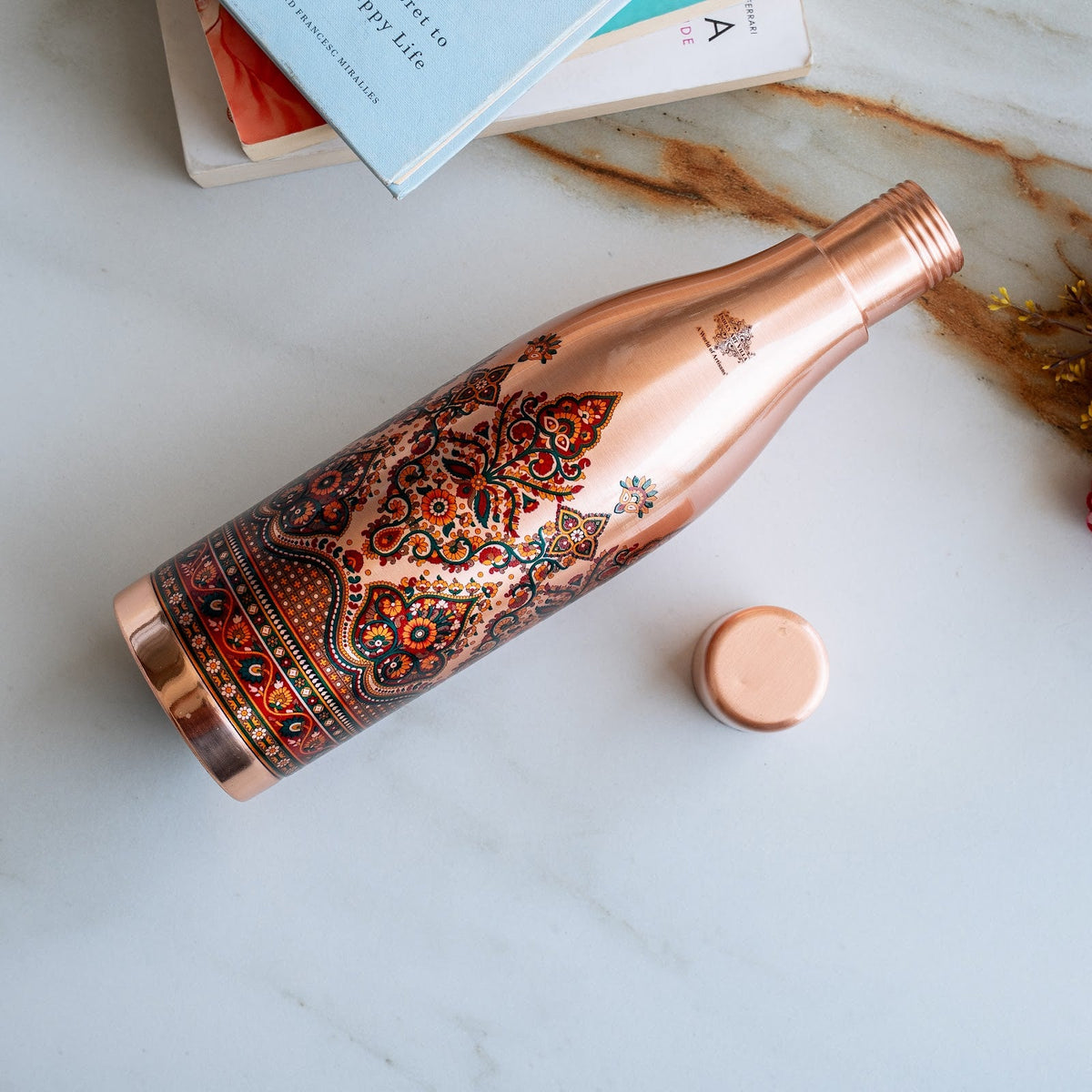 Copper Kalakriti Rose Gold Blossom Printed Bottle-1080 ML