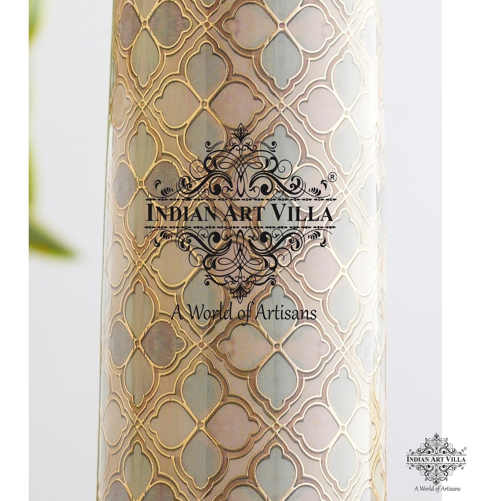 Pure Copper Water Bottle with Pyramid Shape Gold Print Design, 800 ML