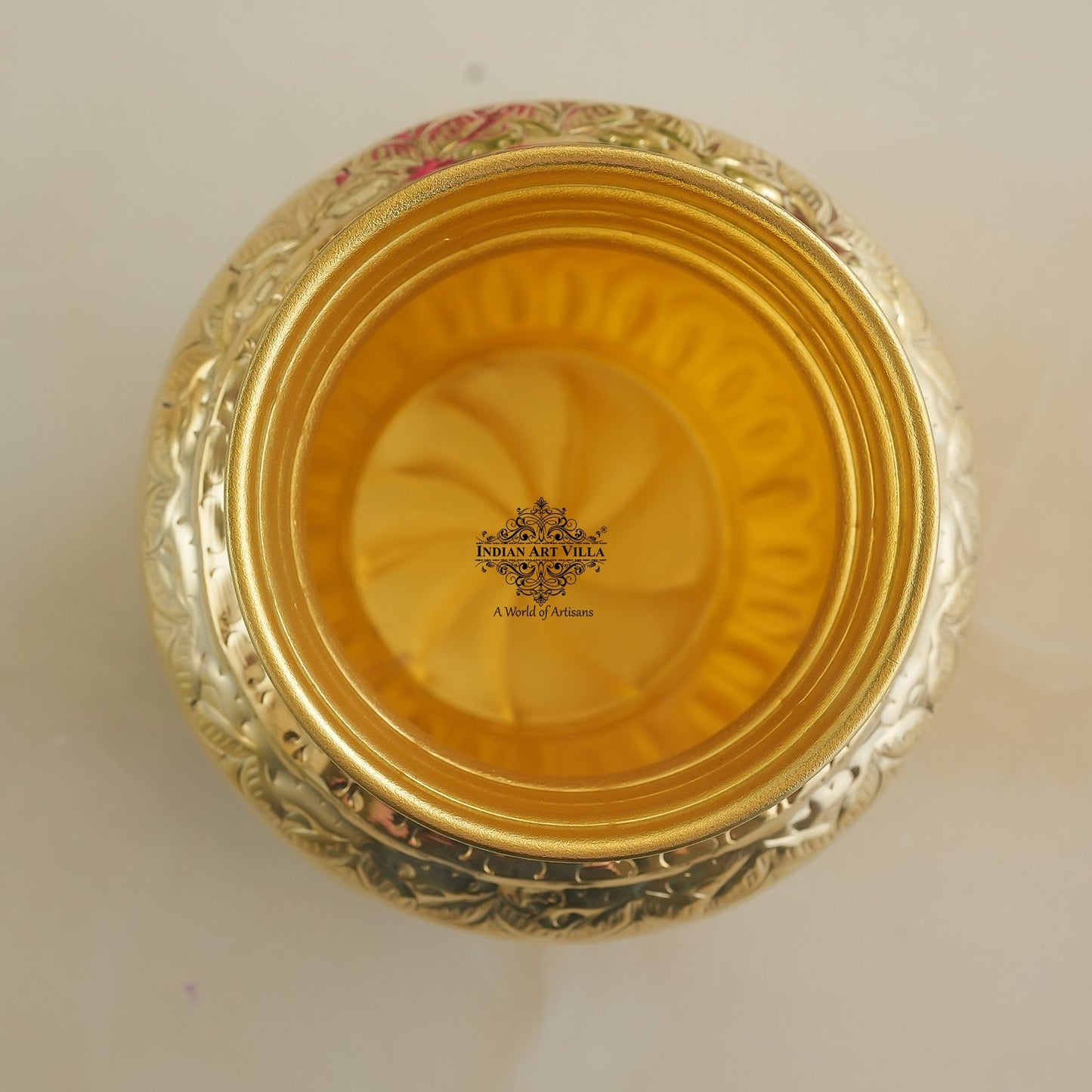 Pure Brass Embossed Design Mangal Kalash