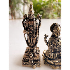 Pure Brass Miniature Tirupati Balaji-Lakshmi (Venkateswara-Padmavathi) Pair Murti