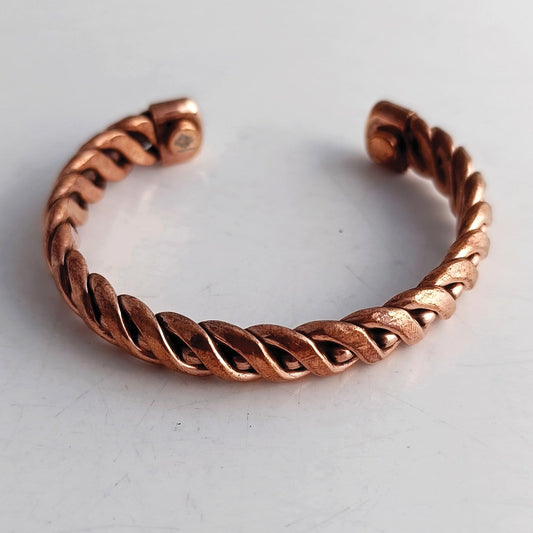 Pure Copper Spiral & Dots Bangle Handcrafted Adjustable Bracelet for Men & Women