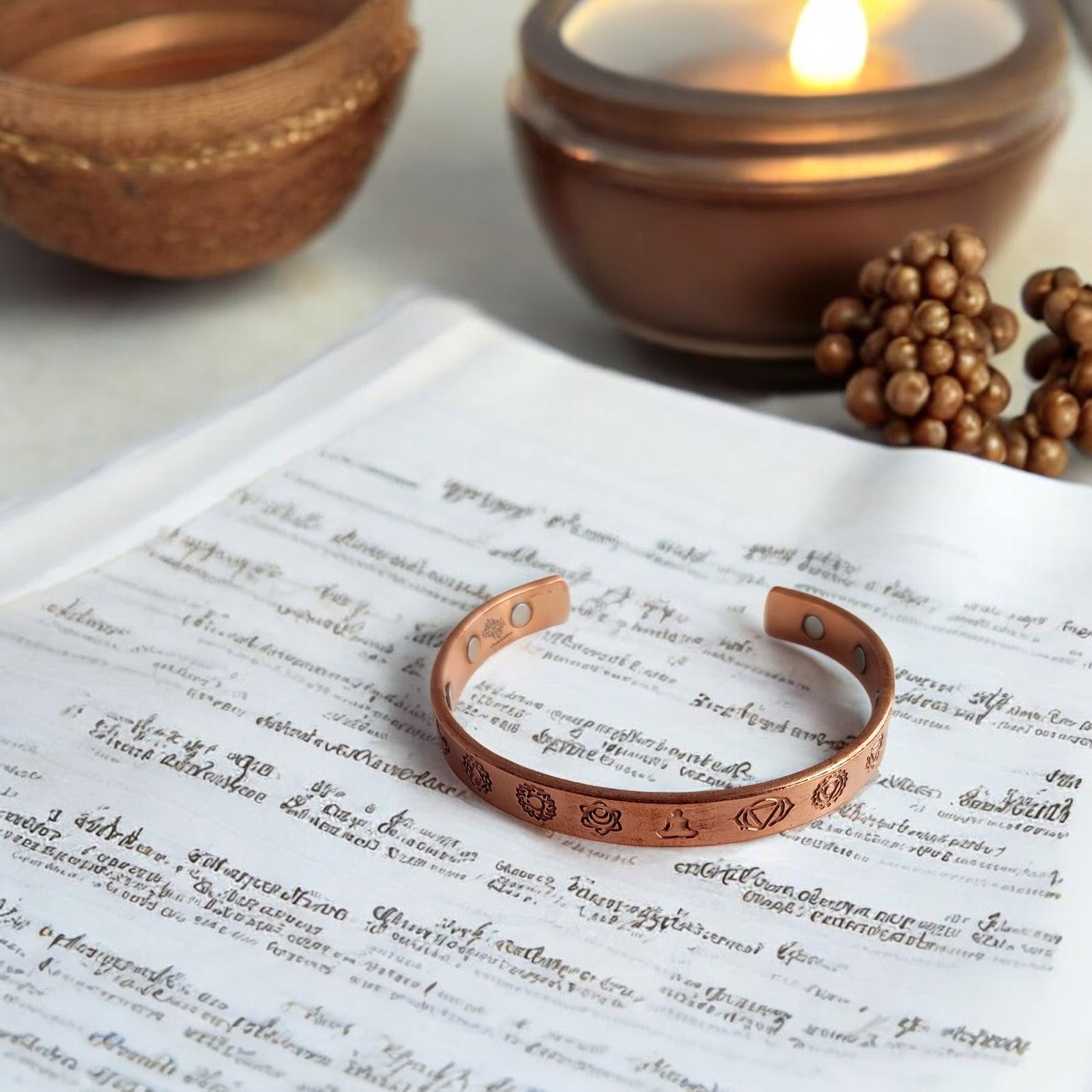Pure Copper Seven Chakras Bangle