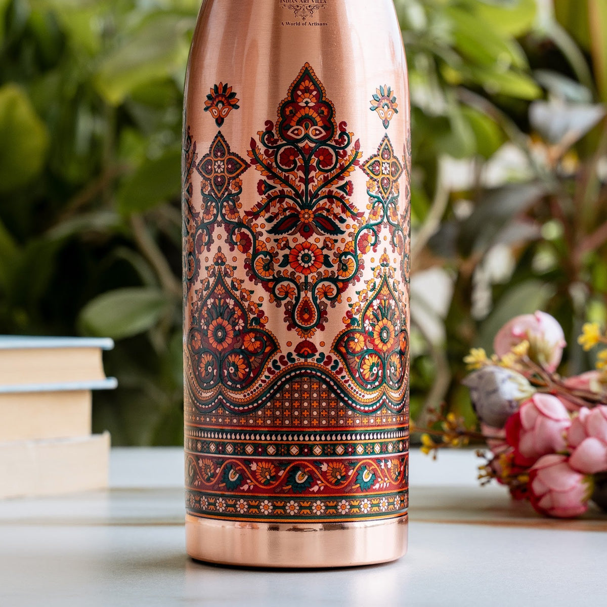 Copper Kalakriti Rose Gold Blossom Printed Bottle-1080 ML