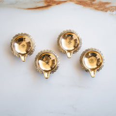 Brass Diya Set of 4 with Embossed Design & Shine Finish