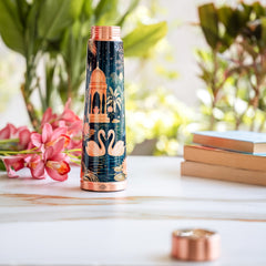 Pure Copper Kalakriti Printed Water Bottle for Daily Use - 750 ML